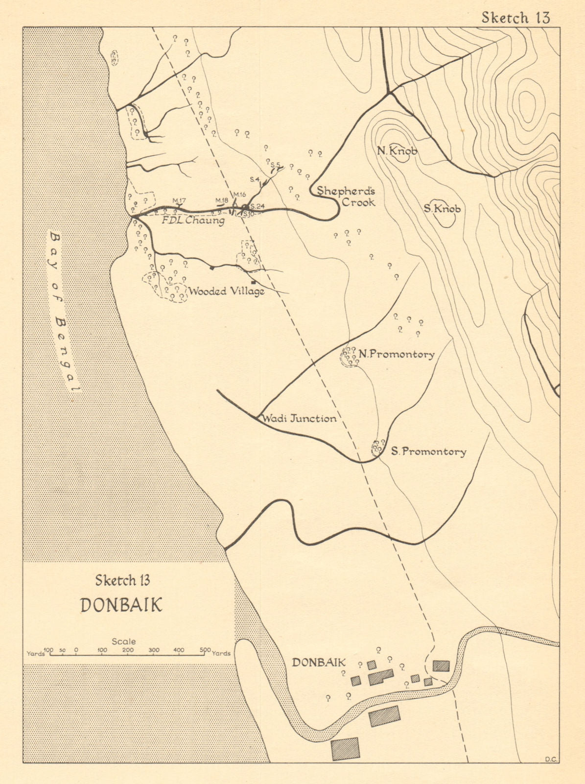 Donbaik 1943. Burma Campaign. World War 2. Myanmar. Arakan 1961 old map